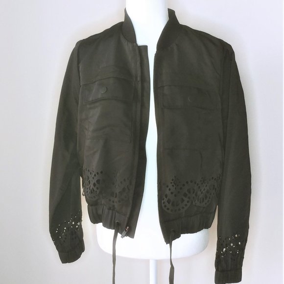 Kendall & Kylie Black Laser Cut Bomber Jac… - Picture 5 of 6